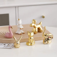 Load image into Gallery viewer, Gold Balloon Dog Ring Holder | Ceramic Jewelry Rack - 1 Pc