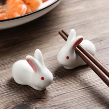 Load image into Gallery viewer, Ceramic Cute Rabbit Bunny Animal Chopstick Rest Holder Set | 3 pcs