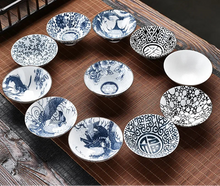 Load image into Gallery viewer, Blue &amp; White Porcelain Kobashi Small Tea Cups | Soy Sauce Dish - 1 PC