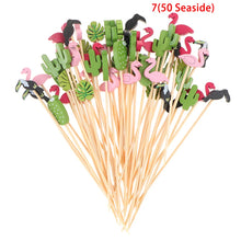 Load image into Gallery viewer, Flamingo tropical summer cactus plant decorative party toothpicks for cocktails and appetizers