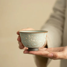 Load image into Gallery viewer, Lotus Chinese Tea Cup | Ceramic Handmade Crackle Glaze - 1 Pc