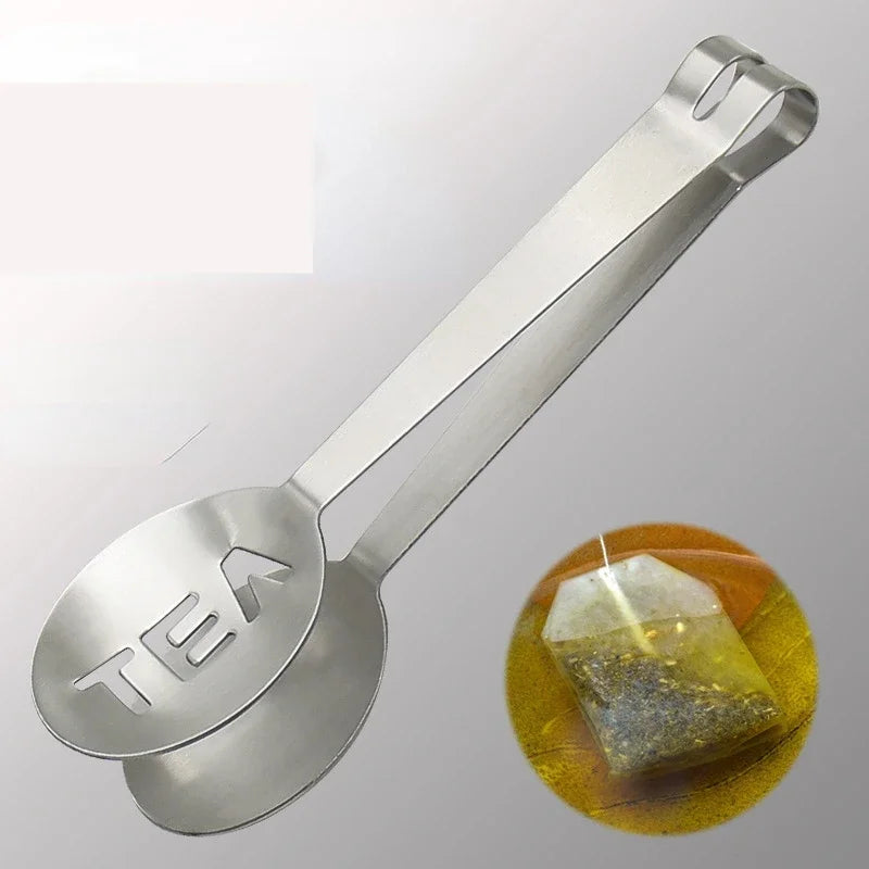 Stainless Steel Tea Bag Tongs, 2-Pack, 6 Inch - Squeezer Holder For Loose Tea, Coffee, Herbs