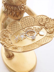 Gold Standing Rabbit Ring Holder | Jewelry Trinket Resin Dish - 1 Pc