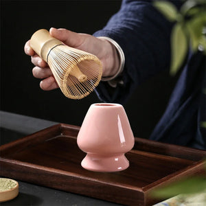 Pink Matcha Tool Set | Bamboo Whisk, Tea Scoop, and Holder - 3 Pc