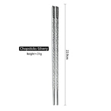 Load image into Gallery viewer, Silver &amp; Gold Luxury Stainless Steel Chopsticks | Korean Metal Hammered - 1 Pair