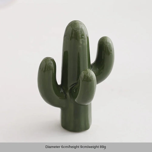 Cute Green Cactus Ring Holder | Ceramic Jewelry Rack - 1 Pc