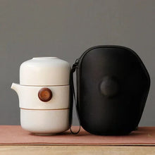 Load image into Gallery viewer, Travel Chinese Tea Set | Compact Ceramic Gaiwan 2 Cups Gongfu Tea