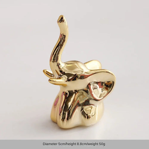 Cute Gold Elephant Ring Holder | Small Ceramic Jewelry Rack - 1 Pc