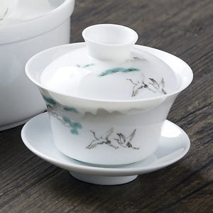 Bone China Gaiwan | White Porcelain Teapot Cup Set - 1 Pc