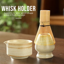 Load image into Gallery viewer, White Japanese Matcha Whisk Stand Chawan Bowl Bamboo Whisk Set - 4 Pc