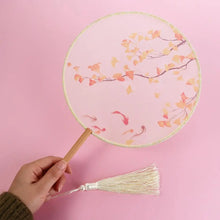 Load image into Gallery viewer, Round Fans Guest Favors | Vintage Chinese Silk with Tassel - 1 Pc