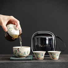 Load image into Gallery viewer, Bird &amp; Flowers Chinese Travel Tea Set with Portable Case - 4 Pc