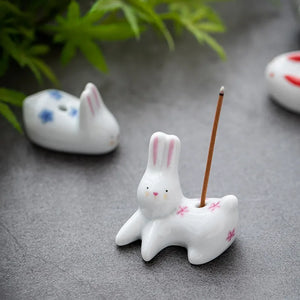 Rabbit & Cat Ceramic Incense Holder | Cute Stick Burner Holders - 1 Pc