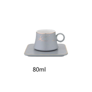 Modern Demitasse Espresso Cups with Saucers | Black & White Mini Coffee - 1 Set