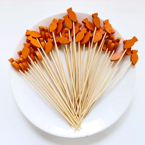 Carrot Fancy Toothpicks | Rabbit Easter Party Decorative Picks - 100 Pc