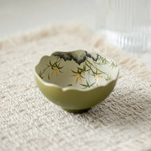 Load image into Gallery viewer, Bamboo Chinese Tea Cup | Golden Painted Ceramic Teaware - 80 ml
