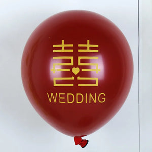 Chinese Wedding Balloons Supplies | Red Happiness Decoration - 10 PC set