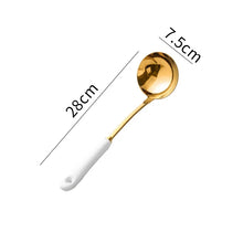 Load image into Gallery viewer, White Ceramic Kitchen Spoon Rests | Gold Accent Spatula Holder for Stove - 1 Pc