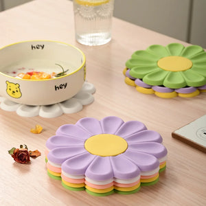 Daisy Flower Cute Coasters | Large Silicone Cup Mat for Drinks - 1 Pc