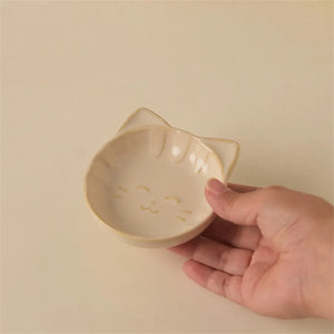 Ceramic Cat Soy Sauce Dish Set | Dipping Seasoning Small Bowl - 2 Pc