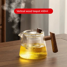 Load image into Gallery viewer, Glass Teapot with Spout and Wooden Handle | Matching Cup - 1 Set