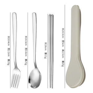 Stainless Steel Cutlery Travel Set | Korean Chopsticks Fork Spoon with Portable Case