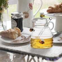 Load image into Gallery viewer, Bees &amp; Glass Honey Jar with Dipper | Storage Container and Lid - Set