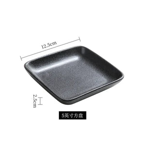 Small Square Japanese Sushi Plates | Rounded Ceramic Platter - 1 Pc