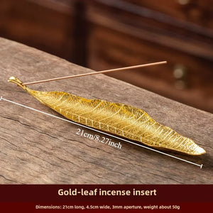 Gold Leaf Incense Holder | Metal Ash Catcher for Stick Burners - 1 Pc