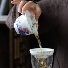 Load image into Gallery viewer, Luxury Palace Lotus Flower Enamel Gaiwan | Ceramic Teacup Bowl