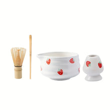 Load image into Gallery viewer, Strawberry Matcha Bowl Tea Set | Cute Fruit Japanese Whisk Holder