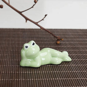 Laying Frog Ceramic Chopstick Holders | Funny Cutlery Stand Rest - 3 Pc Set