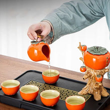 Load image into Gallery viewer, Persimmon Chinese Kung Fu Tea Gift Set | Luxury Ceramic Pot Cup - 8 Pc