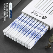 Load image into Gallery viewer, Blue &amp; White Ceramic Chopsticks Set | Celadon Tableware - 5/10/20/30 Pairs