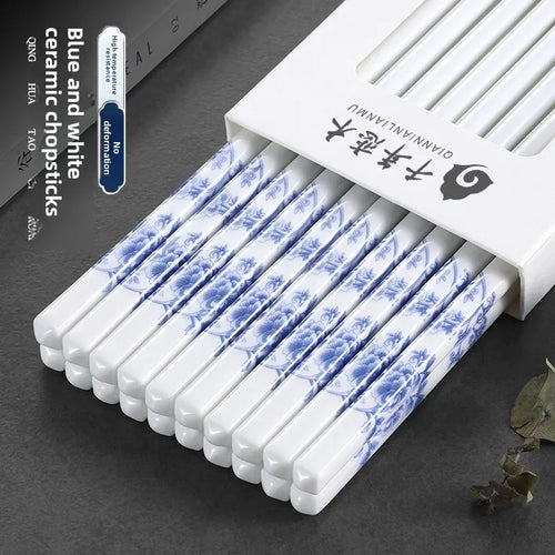 Blue & White Ceramic Chopsticks Set | Celadon Tableware - 5/10/20/30 Pairs