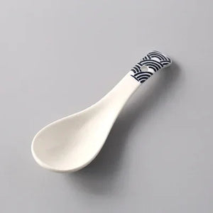 White Asian Soup Spoons | Classic Japanese Ceramic Spoon Tableware - 1 Pc