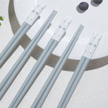 Load image into Gallery viewer, Light Blue Gray Chopsticks | Floral Korean Metal Tableware - 5 Pair Set