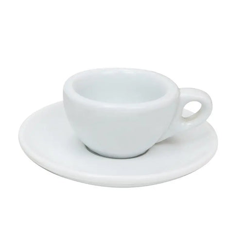 Classic White Demitasse Cups | Small Espresso Cup with Saucer - 1 Set