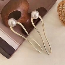 Load image into Gallery viewer, Gold Pearl Metal Hair Sticks for Bun | Pins for Styling - 1 Pc