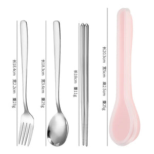 Stainless Steel Cutlery Travel Set | Korean Chopsticks Fork Spoon with Portable Case