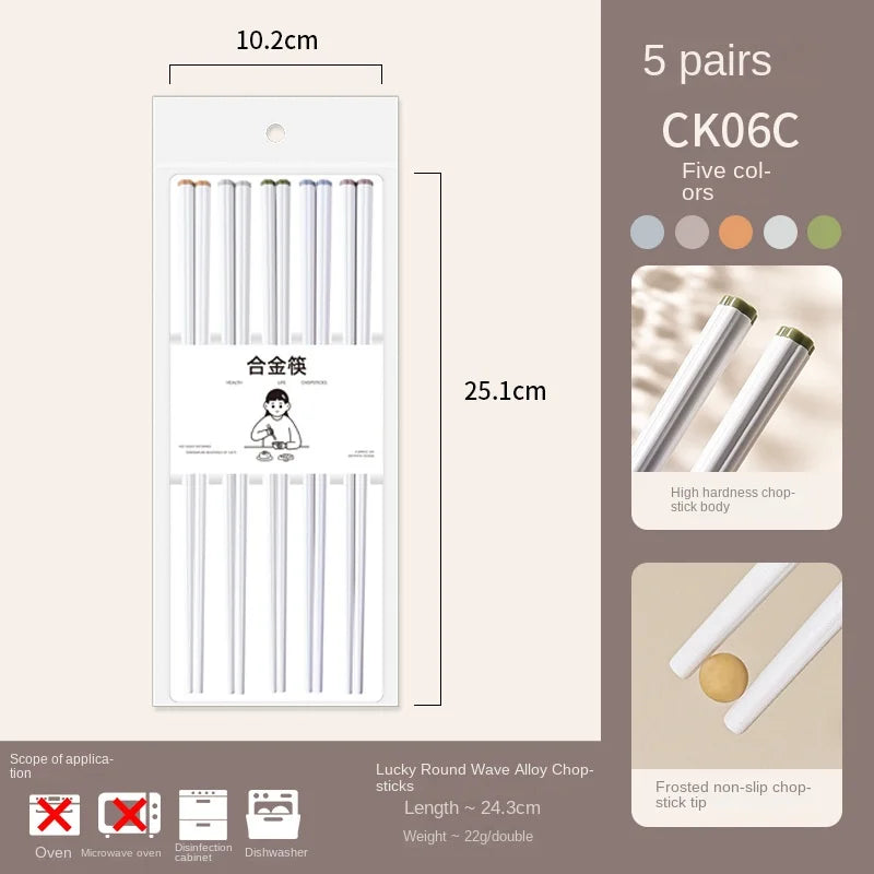 White Chopsticks Crystal Inspired | Luxury Chinese Tableware - 5 Pair Set