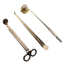 Load image into Gallery viewer, Gold Candle Snuffer Set | Wick Trimmer Extinguisher and Dipper - 3 Pc Set