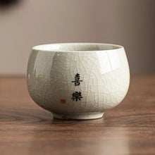 Load image into Gallery viewer, Calligraphy Chinese Tea Cup | Cracked Ceramic Teaware - 1 Pc