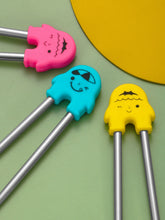 Load image into Gallery viewer, Face Cartoon Training Chopsticks | Pink Yellow Blue Metal Children Utensils - 1 Pc