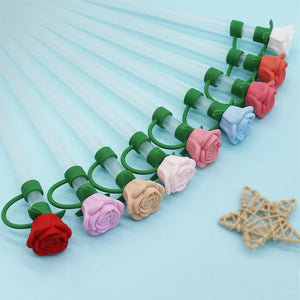 Rose Flower Straw Toppers | Silicone Stanley Cap Covers - 1 Pc