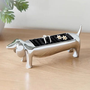 Cute Dog Metal Ring Holder | Wiener Dachshund Jewelry Tray - 1 Pc