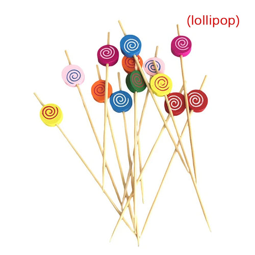 multi color lollipop swirl decorative party toothpicks for cocktails and appetizers birthdays 