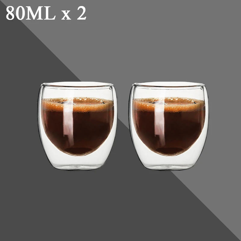 Double Wall Espresso Cups Set | Transparent Shot Glasses