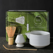 Load image into Gallery viewer, White Matcha Set with Spout | Japanese Tea Gift Set with Whisk and Scoop - 4 Pc