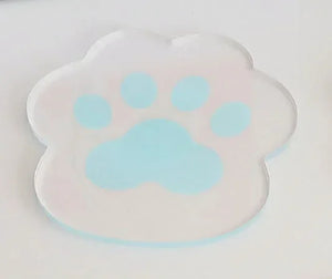 Cat Dog Paw Cute Coasters | Clear Acrylic Cup Drink Mats - 1 Pc